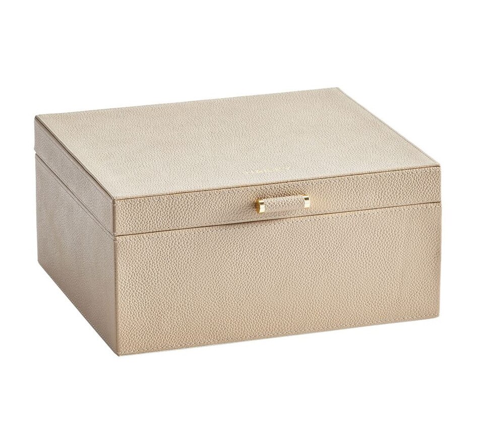 Quinn Medium Leather Jewelry Box, Foil Debossed Pottery Barn Australia